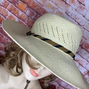 Pantropic Tan Wide Brimmed Leather accent Band Sun Hat